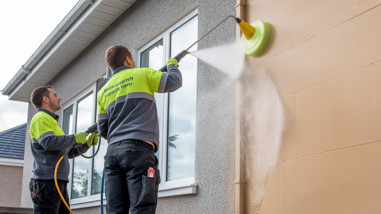 Professional cleaning team at work